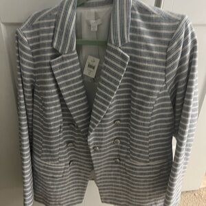 J. Jill Blue and White Textured Jacket